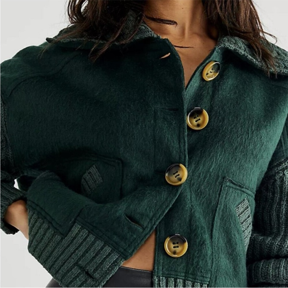 NWOT Bennie Blanket Cardi In Deepest Spruce Combo XS - Picture 3 of 9